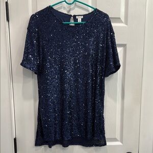 💰SALE NWT Spence Sequin Navy Blue Tunic